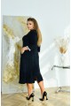 Темно-синее платье из ангоры с белыми вставками | ba-01937