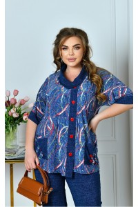 Синий костюм: туника и брюки. | ba-01967