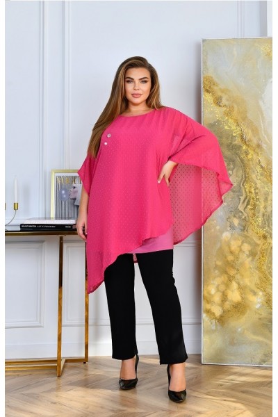 Комплект: Малиновая туника и черные брюки. | ba-01999