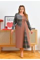 Коричнева трикотажна сукня із вставками | ba-02022