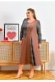 Коричнева трикотажна сукня із вставками | ba-02022